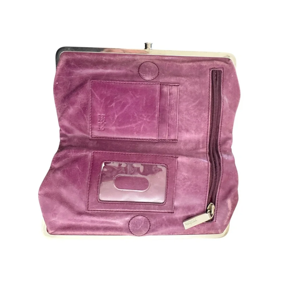 HOBO Lauren Clutch Wallet Purse for Women Purple Leather Multiple Inner Divider - Picture 1 of 6
